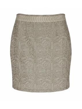 Women's Brooks Brothers Gold Ivory Woven Skirt 10 – Italian Design Elegant Midi